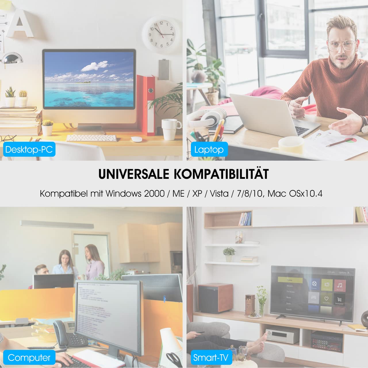 Tastatur Maus Kabellos, 2,4GHz Büro Maus Tastatur Set Kabellos mit USB, Tastatur in voller Größe, Leise Maus mit 1600DPI, für Windows, Desktop PC, Chromebook, Laptop, Computer(Deutsche/Schwarz)