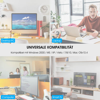 Tastatur Maus Kabellos, 2,4GHz Büro Maus Tastatur Set Kabellos mit USB, Tastatur in voller Größe, Leise Maus mit 1600DPI, für Windows, Desktop PC, Chromebook, Laptop, Computer(Deutsche/Schwarz)