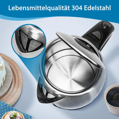 Aigostar King - Wasserkocher Edelstahl 1,7 liter, Elektrischer Wasserkocher mit Kalkfilter, LED Beleuchtung Wasserstandsanzeige, 2200 Watt, Verdecktes Heizelement, Abschaltautomatik, BPA frei
