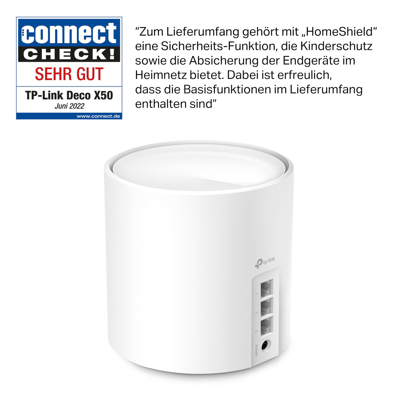 TP-Link Deco X50 Mesh WLAN Set (3 Pack), Wi-Fi 6 AX3000 Dual Band Router & Repeater, 3x Gigabit Ports für jede Einheit, empfohlen für Häuser mit 4-6 Schlafzimmern, Umfassender Jugendschutz, WPA3