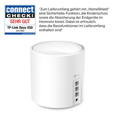 TP-Link Deco X50 Mesh WLAN Set (3 Pack), Wi-Fi 6 AX3000 Dual Band Router & Repeater, 3x Gigabit Ports für jede Einheit, empfohlen für Häuser mit 4-6 Schlafzimmern, Umfassender Jugendschutz, WPA3