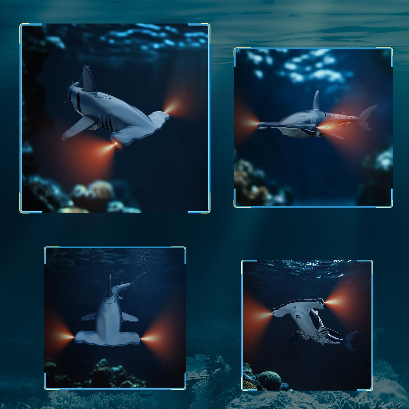 fygurso Ferngesteuertes Hai-Spielzeug mit Hoher Simulation, Sommer-Wasserspielzeug für Kinder, Jungen ab 6 Jahren, lustige Partyspiele für Pool und Bad (Blau)