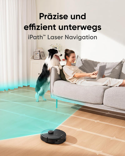 eufy L60 Saugroboter mit Absaugstation und Wischfunktion, 5.000Pa Saugkraft, Anti-Haar-Verwicklung, Absaugstation 60 Tage ohne Leeren, iPath-Laser-Navigation, für Hartböden