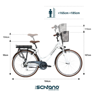 F.lli Schiano E-Ride, E Bike Trekking 28 Zoll, 36V 10.4Ah Abnehmbarer Akku, Motor 250W 40Nm, Trekking EBike für Herren/Damen, Weiss