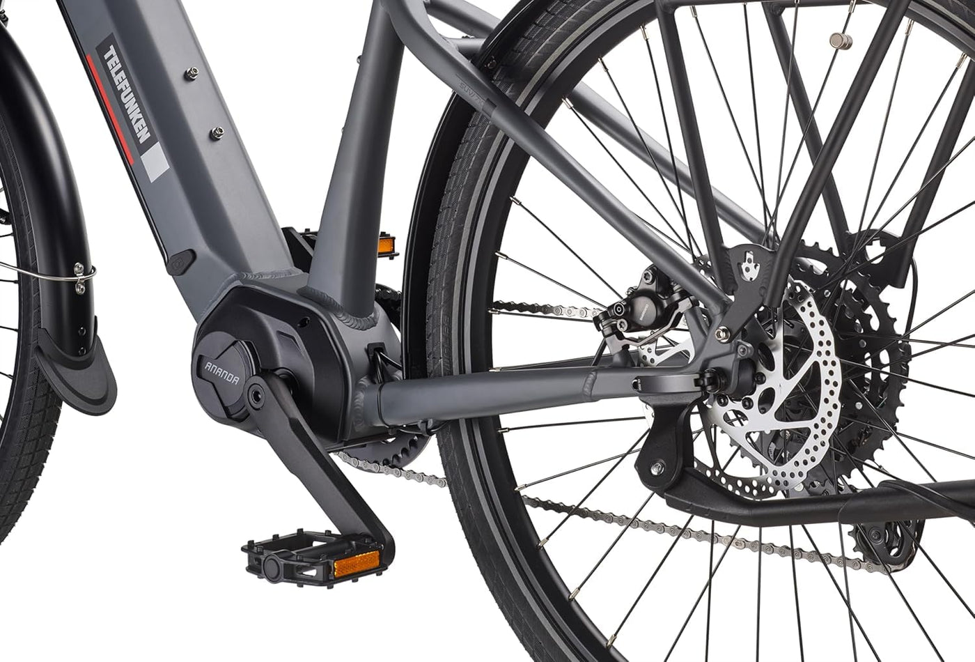 TELEFUNKEN E-Bike Herren 27,5 Zoll, Elektrofahrrad Mittelmotor, 9-Gang Kettenschaltung, Hydr. Scheibenbremsen, Pedelec SUV-Bike inkl. Fahrradschloss