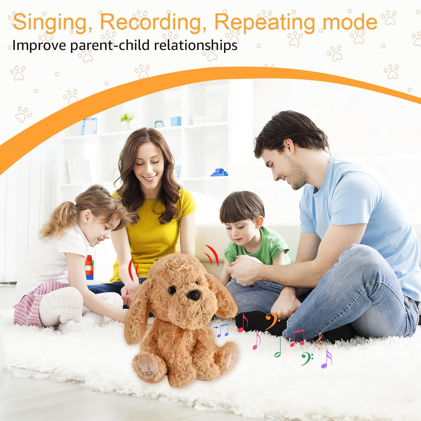 Interaktives singendes Plüschtier Hund, Nimmt auf und wiederholt, was du sagst, 8 Lieder, Kopf- und Ohrenbewegungen, Geburtstag für Kleinkinder von 3, 4, 5 und 6 Jahren (Goldendoodle-Spielzeug)