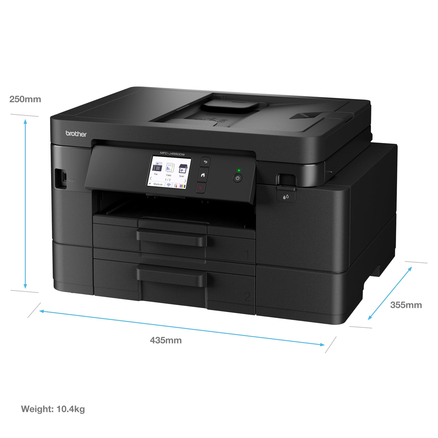 BROTHER MFC-J4550DW A4 Kabelloser Tintenstrahldrucker | All-in-One (Drucken/Kopieren/Scannen) | WLAN/USB 2.0 | A4 | Duplexdruck | Fotos | Inklusiv Tinte | UK-Stecker