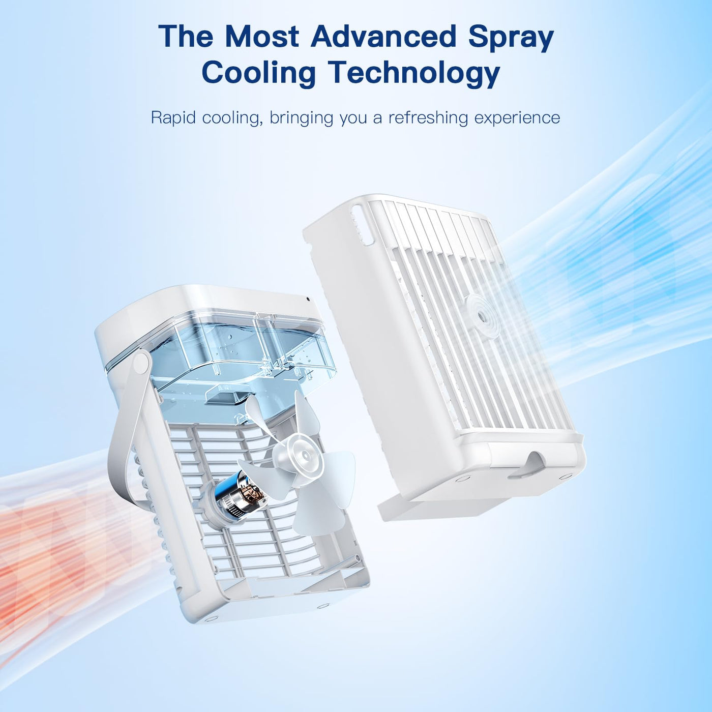 Mobile Klimaanlage, 4 in 1 Mobiles Klimagerät mit Kühlen Nebel, Klimaanlage Mobil ohne Abluftschlauch Luftkühler Mini mit 3 Stufen & 7 Farben Nachtlicht, Tragbarer Air Conditioner für Zuhause/Büro