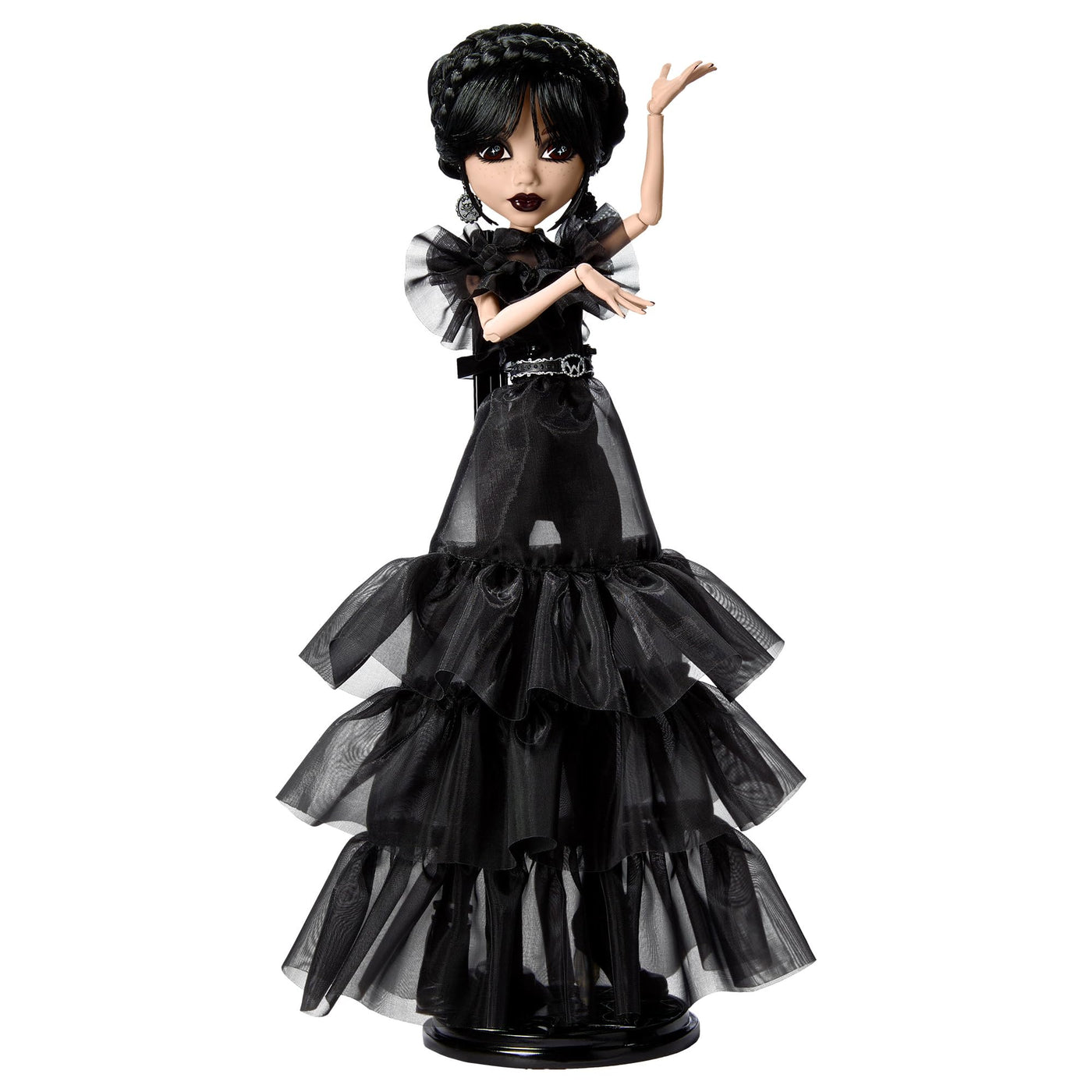 Monster High Wednesday Puppe, Rave’N Wednesday Sammelfigur in schwarzem Gothic-Kleid, inspiriert von der Tanzszene, Premium-Accessoires und Puppenständer, HXJ03
