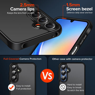 iVoler Hülle für Samsung Galaxy A35 5G mit 2 Stück Panzer Schutz Glas, [Militärstandard] Stoßfest [Kameraschutz] Handyhülle, Matt Durchscheinende Rückseite Anti-Fingerabdruck Schutzhülle Case, Schwarz