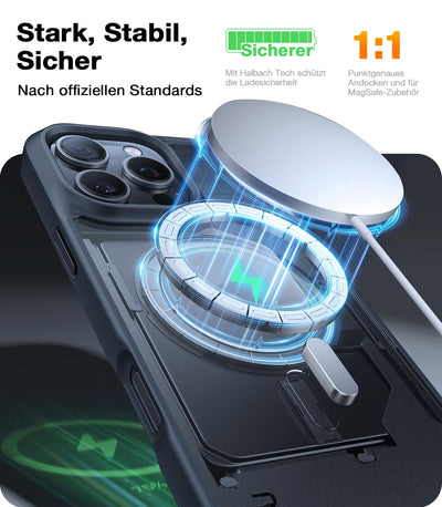 TORRAS Guardian-Mag für iPhone 16 Pro Hülle für MagSafe Zertifizierte Militärschutz und Magnetkraft Handyhülle iPhone 16 Pro Case Stoßfest Kratzfest Schutzhülle Cover Edle Matt Schwarz