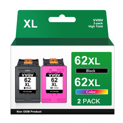 62 Druckerpatronen 62XL Schwarz und Farbe für HP 62 XL Schwarz Druckerpatronen 62 Farbe für HP OfficeJet 5740 5742 250 Patronen Envy 7640 5540 5640 5646 5548 5544 5643(2er-Pack)
