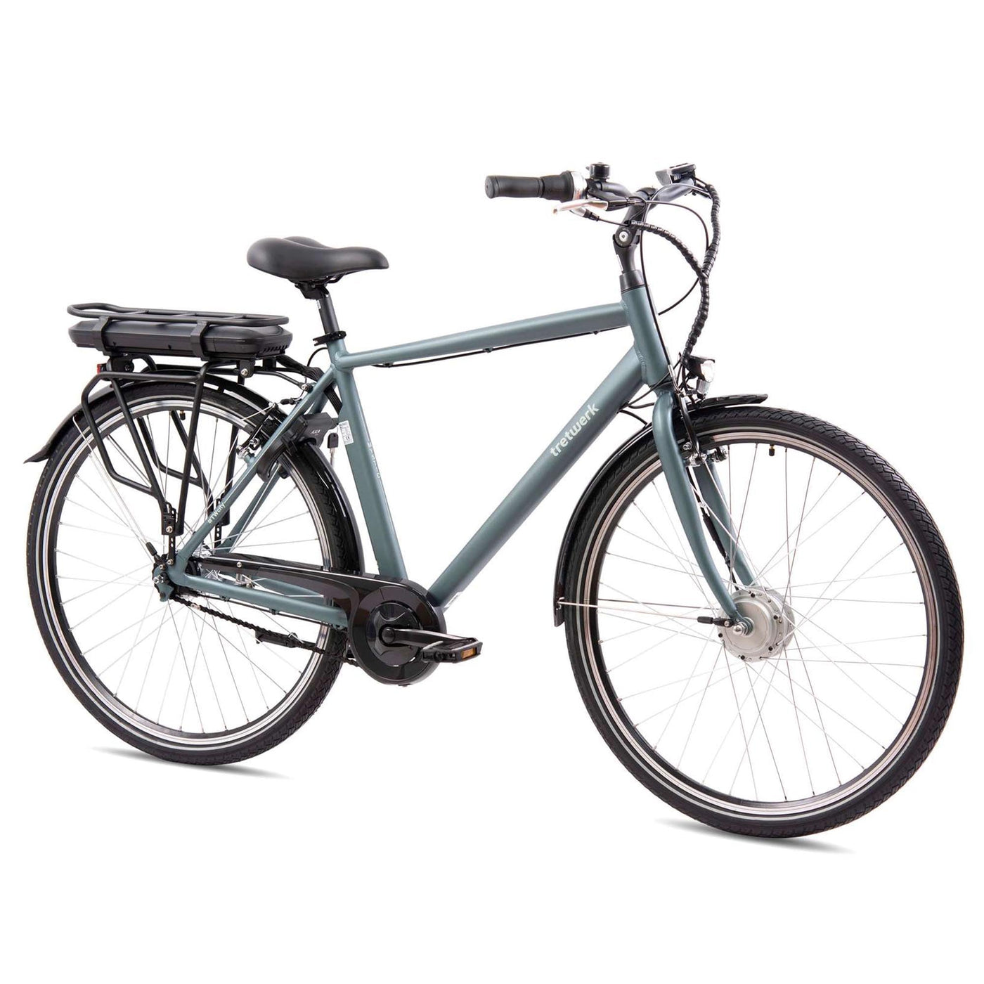 TRETWERK - 28 Zoll E-Bike Herren Pedelec - Mystic grau - E-Citybike Herrenfahrrad mit 7 Gang Shimano Nexus Nabenschaltung - Elektrofahrrad mit Frontmotor 250W, 36V
