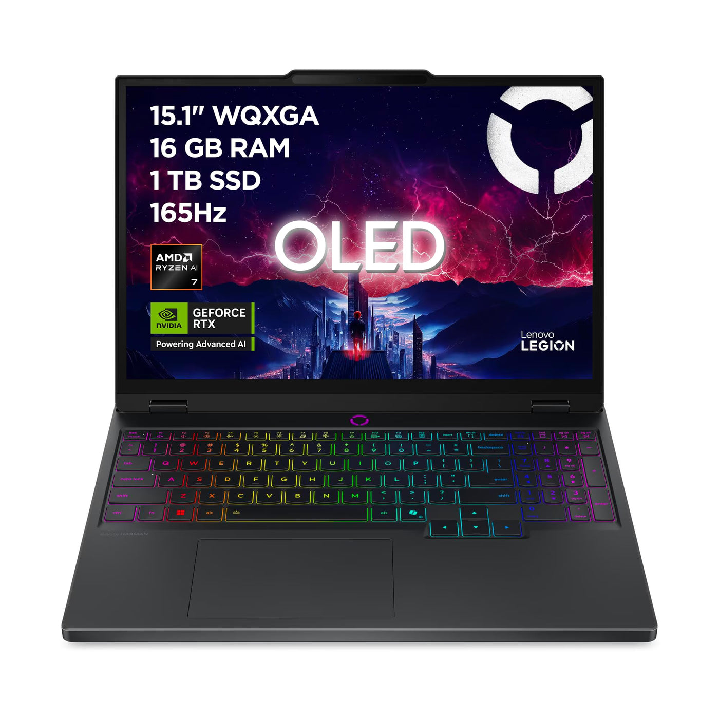 Lenovo Legion 5 Gaming AI Laptop | 15.1" WQXGA 165 Hz OLED Display | NVIDIA GeForce RTX 5060 | AMD Ryzen AI 7 350 | 16GB RAM | 1TB SSD | Win11 | QWERTZ | Eclipse Black | 3 Monate GamePass