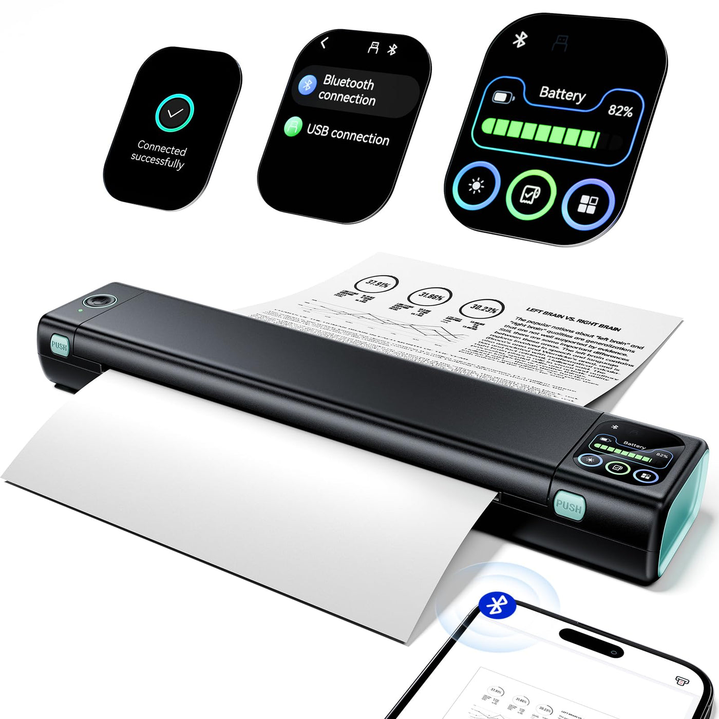 Phomemo M08D Touchscreen Mobiler Drucker, Bluetooth Thermodrucker A4, Rechnungen, Reisedrucker, Mini Tragbarer Drucker Kompatibel mit Phone, Monochromer Nur Thermopapie(M08F Upgrade)