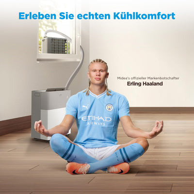 Midea Portasplit Klimaanlage, 4-in-1 Mobile Klimaanlage,Kühlen, Heizen, Entfeuchten, Ventilieren, Kühlen A++/Heizen A+, 12000 BTU 3, 5kW, für Räume bis zu 42 m² / 105 m³,nur 39 dB(A) im Silent-Modus