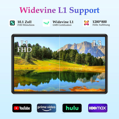 ZIOVO Tablet 10 Zoll Android mit 20GB RAM+128GB ROM(TF 1TB), 5G WiFi 6, Octa-Core, Widevine L1, Face ID, 1280 * 800, 6000mAh, Bluetooth 5.0, GMS Certified Tablet mit Eva Case - Rosa