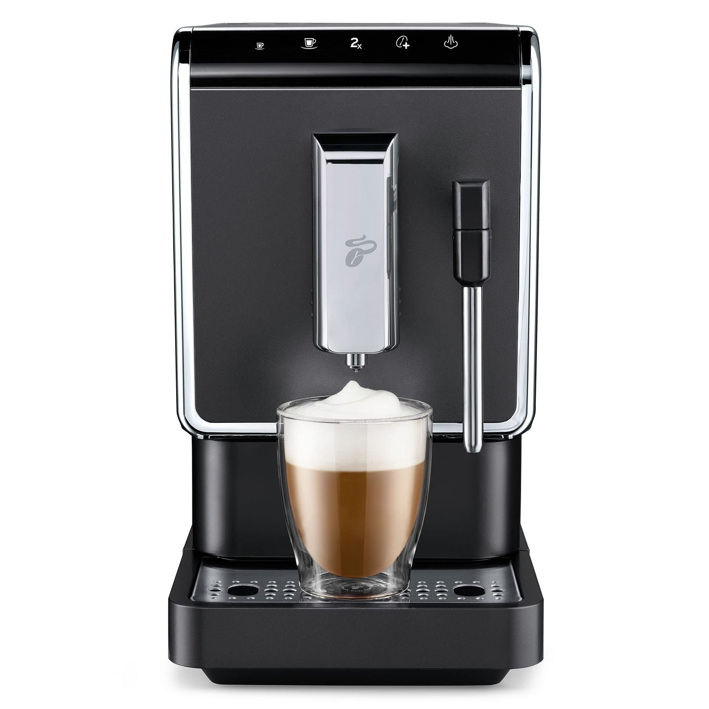 Tchibo Kaffeevollautomat Esperto Latte mit Milchaufschäumfunktion für Caffè Crema, Espresso und Milchspezialitäten, Anthrazit