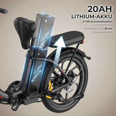 Fafrees F20+ 20 Zoll Faltrad E-Bike Fatbike (2025) - 36V 20AH Akku, 250W Motor, 140kg Traglast, 25km/h, E-MTB 20° - Unisex Elektrofahrrad für Damen & Herren (Fahrradabdeckhaube, grau)