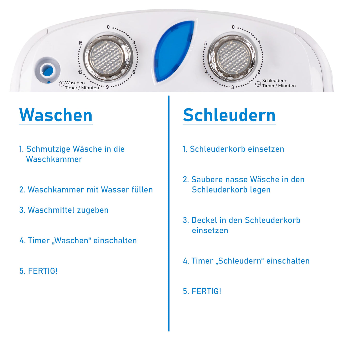 Mini Waschmaschine 25 Liter, 580 Watt mit Schleuder, kleine Waschmaschine bis 3 kg Wäsche, Reise-Waschmaschine, Mini-Waschmaschine Camping, Mobile Single Reisewaschmaschine mit Schläuderfunktion