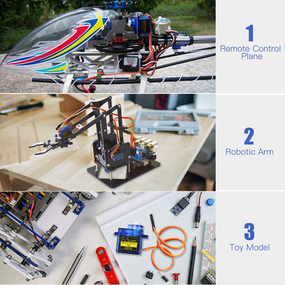 Miuzei 9G Micro Servo Motor für RC Robot Arm/Hand/Gehen Hubschrauber Boot Flugzeug Helikopter Auto Fahrzeugmodelle Steuerung mit Kabel, Mini Modellbau für Arduino (10 *Blau)