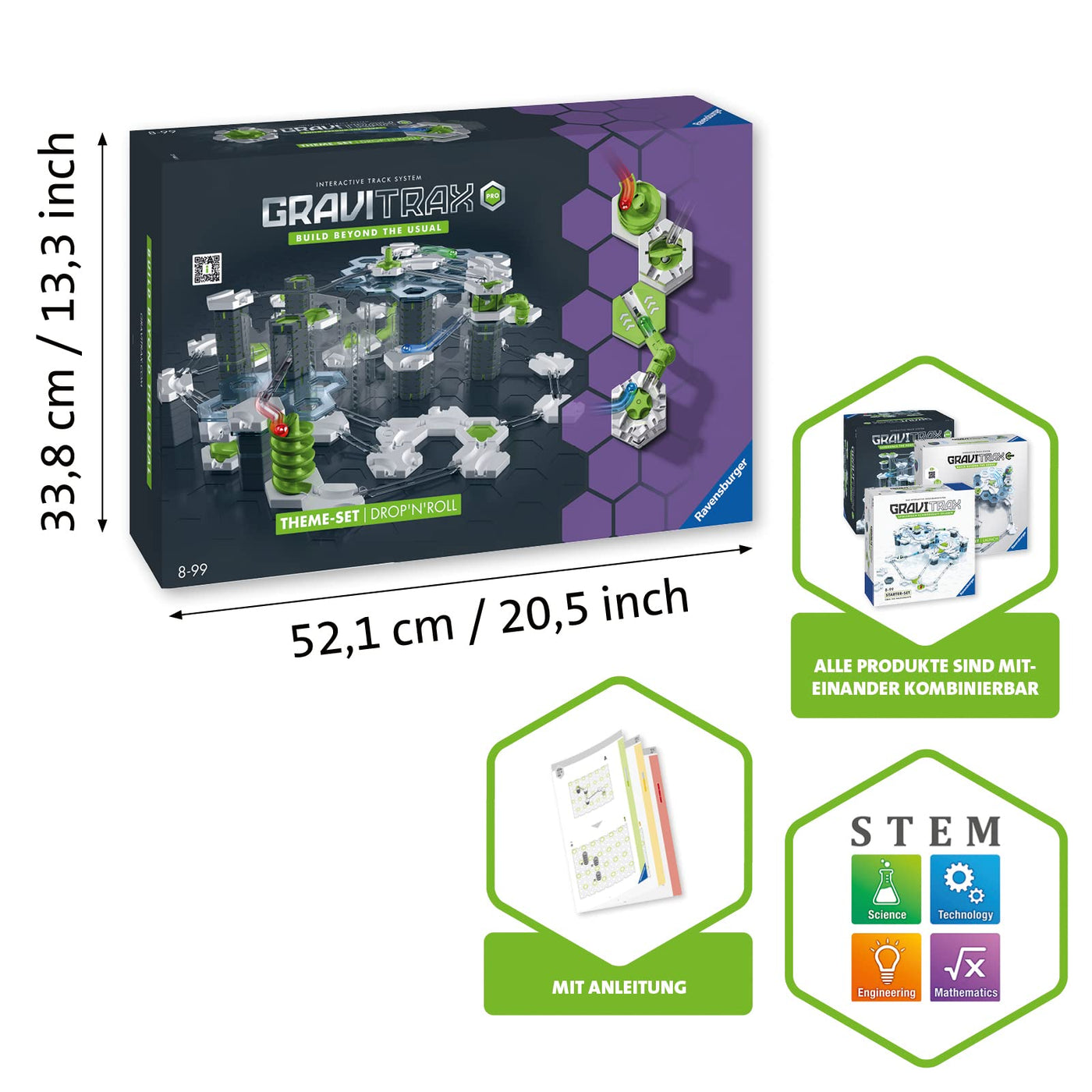 Ravensburger GraviTrax PRO Starter-Set Drop'n'Roll 27463 - Besonderes Starterset der PRO-Linie für Deine Kugelbahn Murmelbahn und Konstruktionsspielzeug ab 8 Jahre
