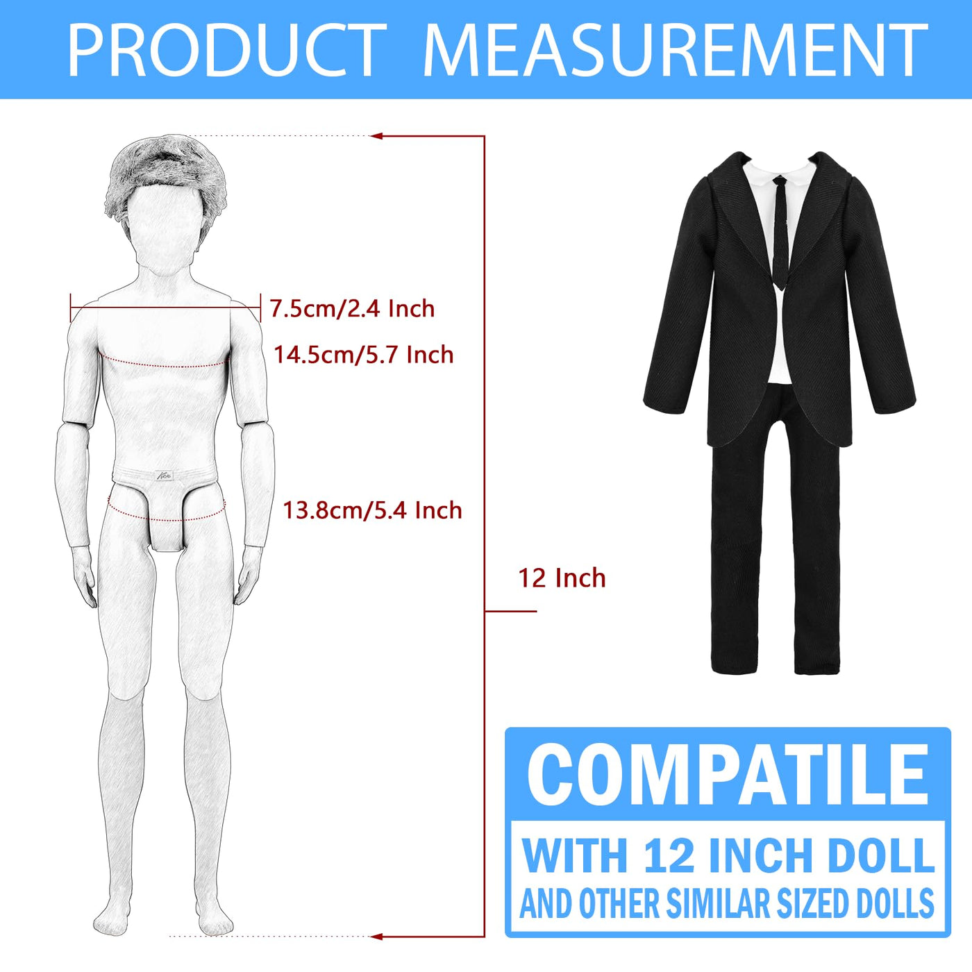 Miunana 14 Kleidung für Jungen Puppen = Anzug Freizeitbekleidung Kleidung Hosen Badehose Outfits Schuhe Laptop Zubehör für Puppen