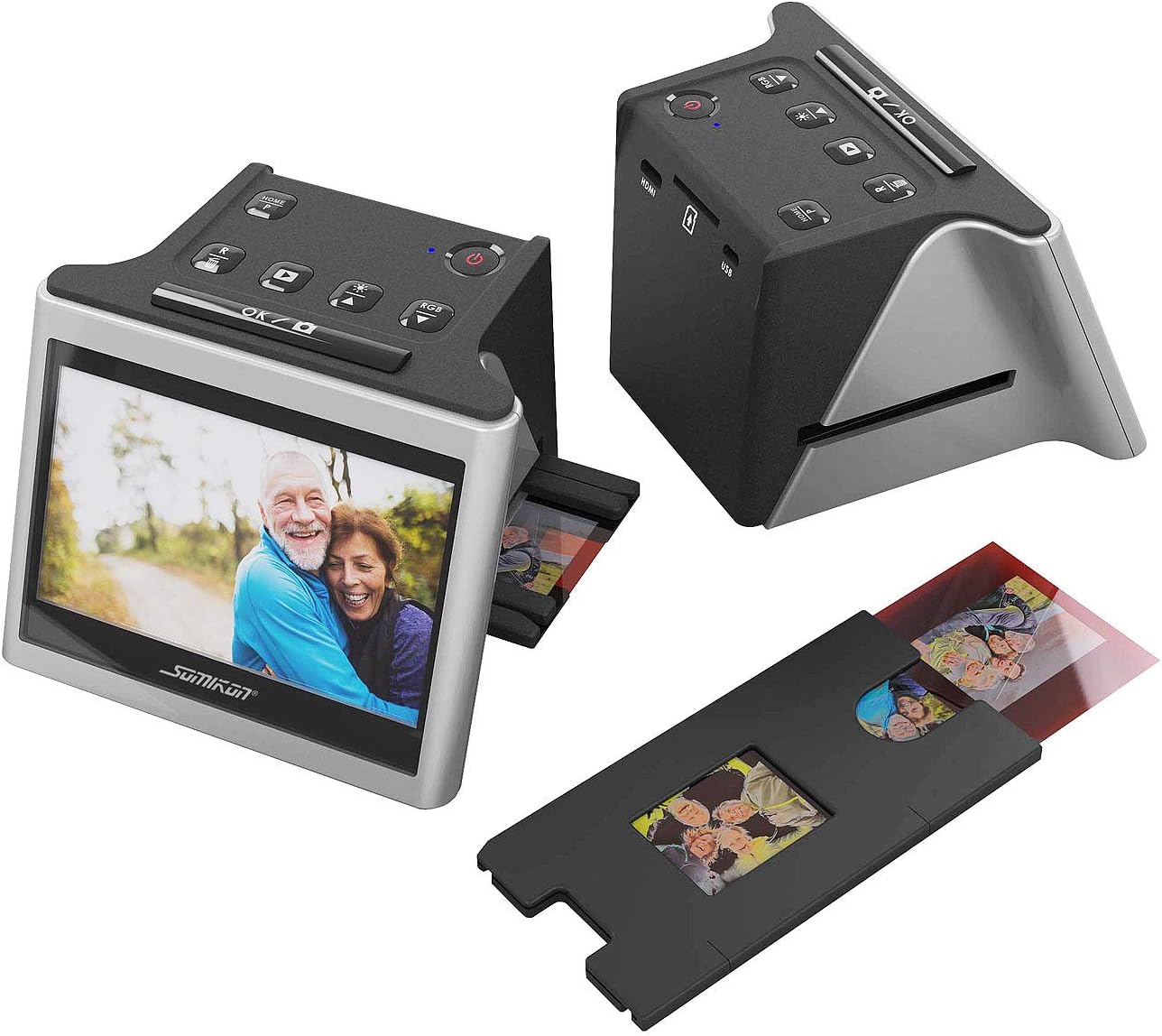 Somikon Diascan: Stand-Alone-Dia- & Negativscanner, 5"/12,5 cm IPS-Display, 22 MP, HDMI (Negative digitalisieren, Diascanner mit Displays, Betrachter)