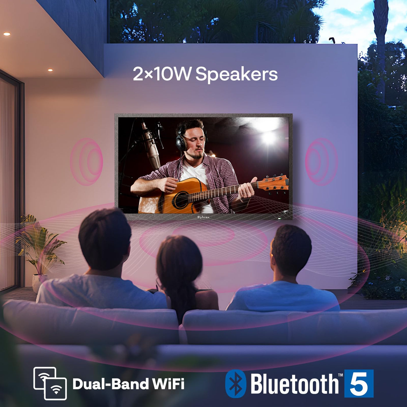 SYLVOX 32 Zoll Outdoor TV, IP55 wasserdichte Smart Google TV mit 1500 Nits Helligkeit, 1080P FHD, Wetterfester Outdoor Fernseher für Garten, Terrasse, Balkon (Pool SE 2025)