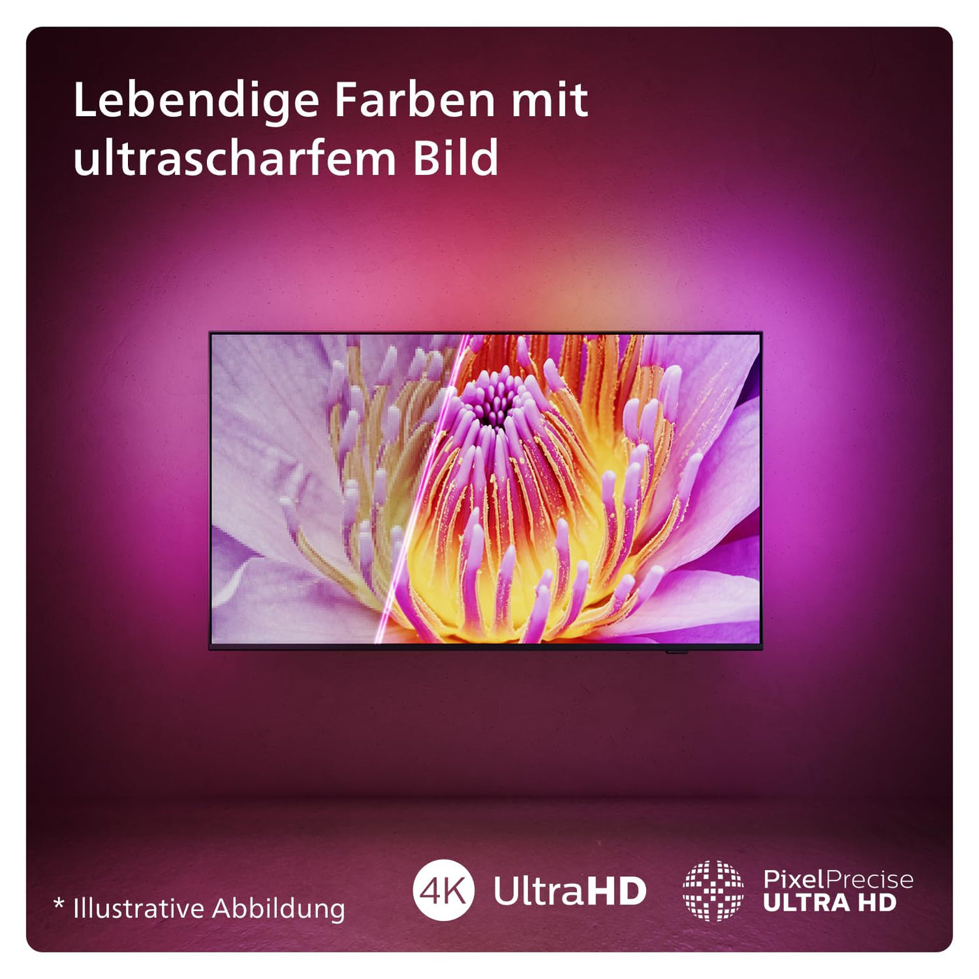 Philips Ambilight 55PUS8109 4K LED Smart TV - 55-Zoll Display mit Pixel-präziser Ultra HD, Titan OS Plattform und Dolby Atmos, Funktioniert mit Alexa und Google Sprachassistent - Satiniertes Chrom