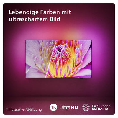 Philips Ambilight 43PUS8109 4K LED Smart TV - 43-Zoll Display mit Pixel-präziser Ultra HD, Titan OS Plattform und Dolby Atmos, Funktioniert mit Alexa und Google Sprachassistent - Satiniertes Chrom