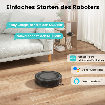 LEFANT M310B Saugroboter, 4500Pa Staubsauger Roboter mit Präzise Entfernungsnavigation, 150Mins, HEPA-Filter, WLAN Roboterstaubsauger, Ideal für Tierhaare, Teppiche, Hartböden