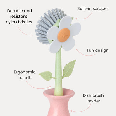 VIGAR Geschirrspülbürste, Nylon-Kunststoff, Rosa, 8 x 7,5 x 25,5 cm