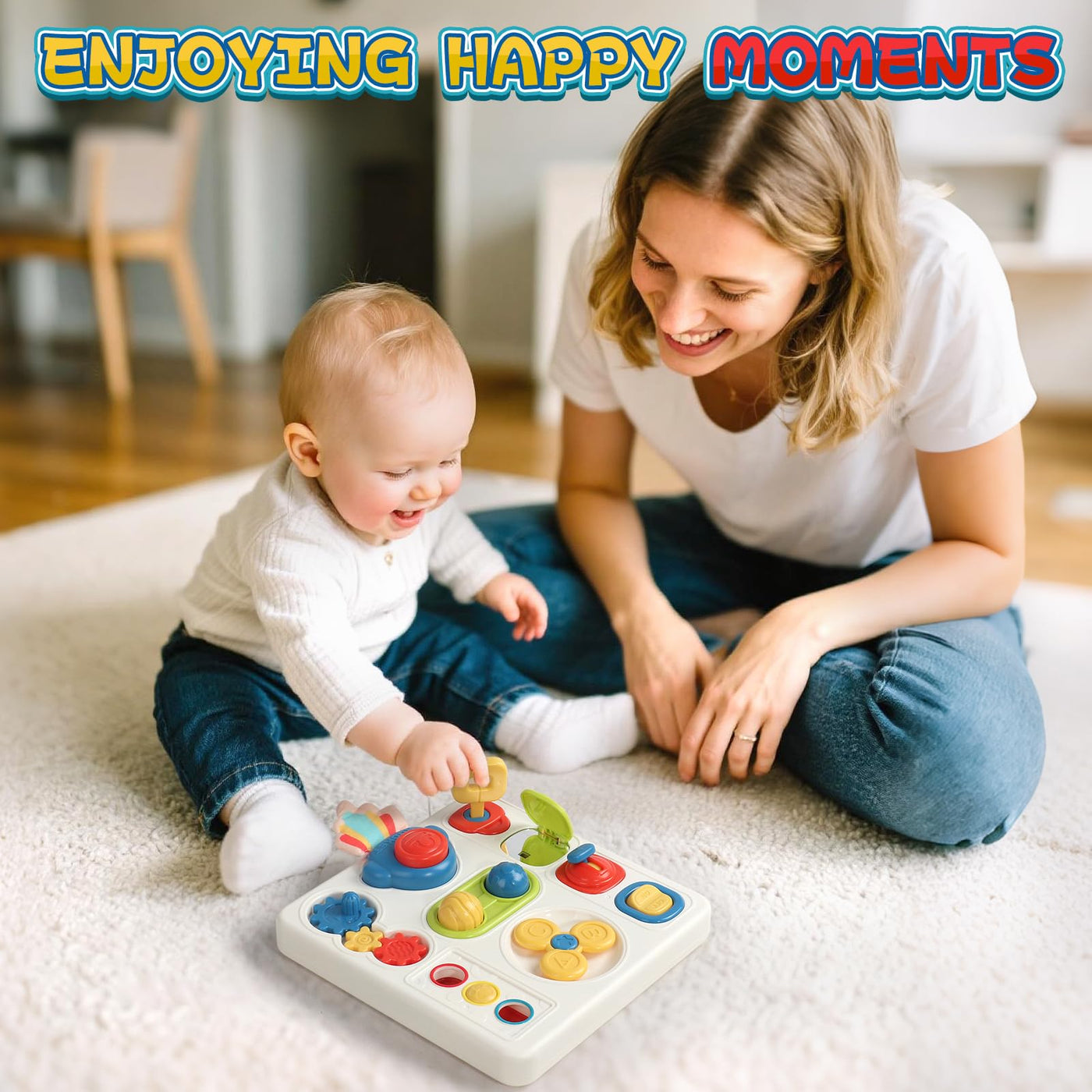 Montessori Spielzeug ab 1 Jahr Busy Board ab 1 Jahr mit Licht & Ton Kinderspielzeug ab 1 2 Jahr 8 IN 1 Sensorik Spielzeug 18 Monate Motorikspielzeug Baby Activity Board Geschenk für Jungen Mädchen