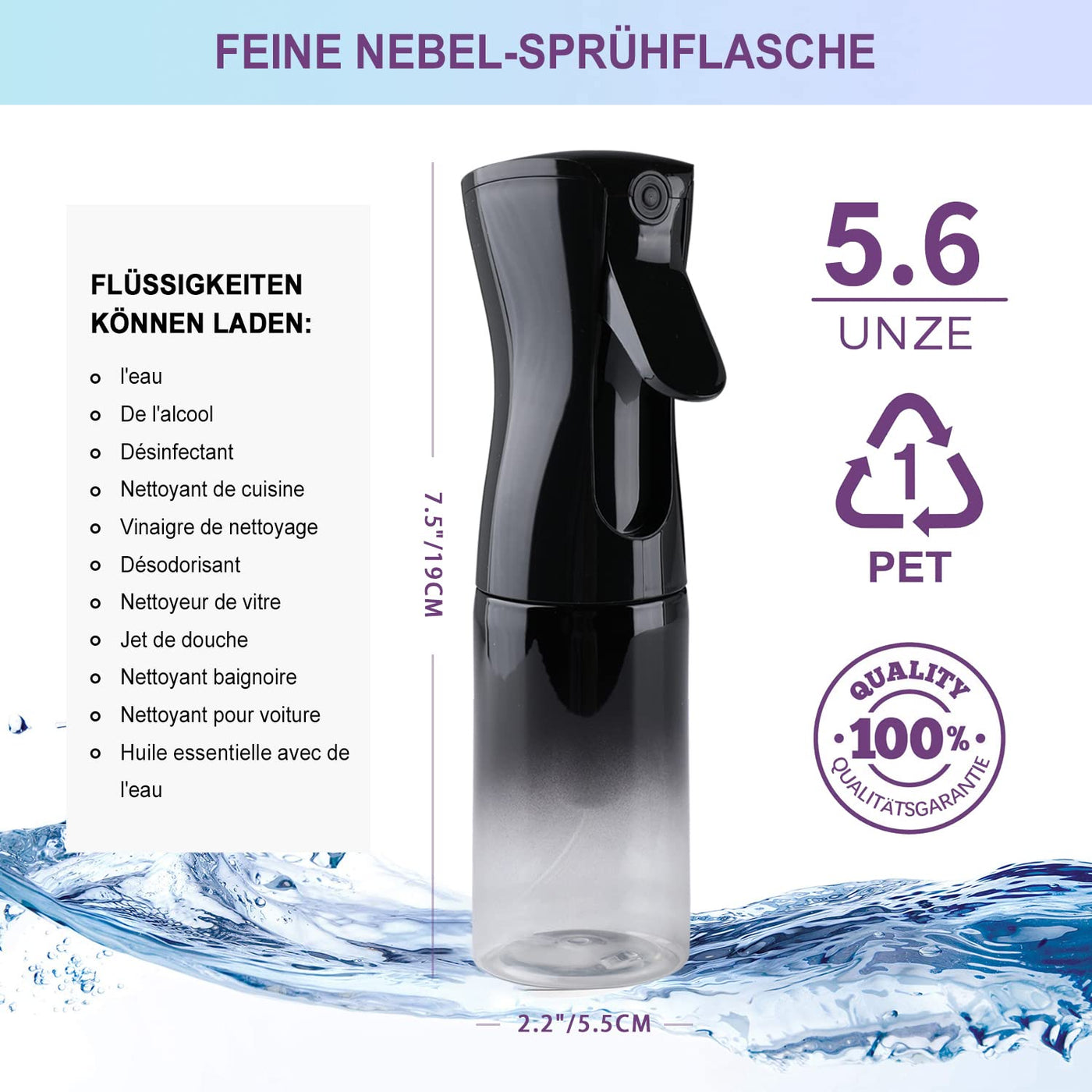 TANSHINE Sprühflasche Haare Sprühflasche Zur Reinigung klein Sprühflasche Pflanzen Wasser Sprühflasche Feiner Nebel Desinfektionsmittel Sprühflaschen Sprühnebel Flasche Nebelspray Sprühger?t 200ml