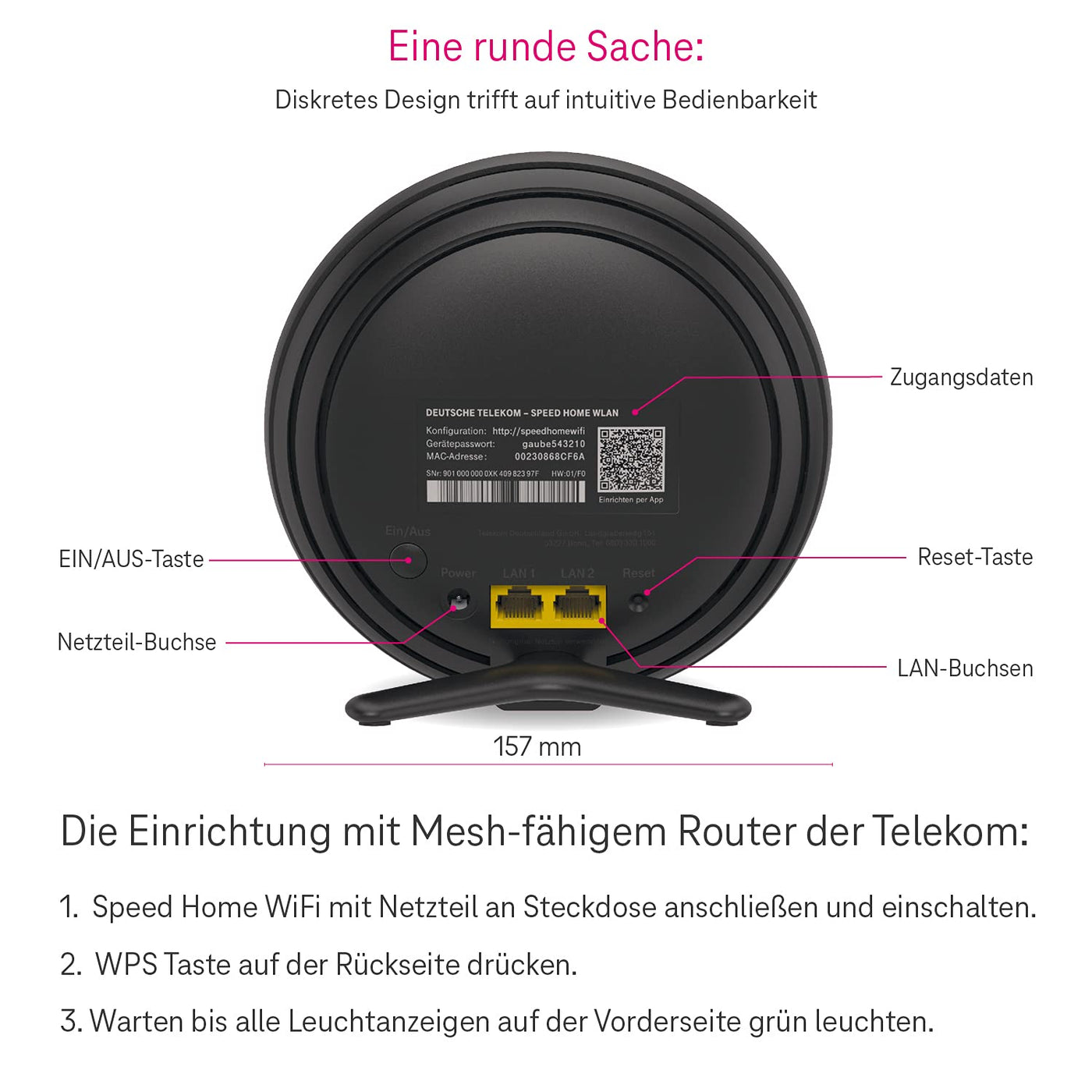Telekom Speedport Smart 4 Router & Speed Home WLAN Repeater im Set mit Wi-Fi 6 und Mesh-Technologie - kein Glasfasermodem integriert I Plug & Play per WPS, 2 LAN-Anschlüsse