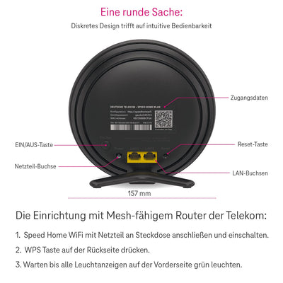 Telekom Speedport Smart 4 Router & Speed Home WLAN Repeater im Set mit Wi-Fi 6 und Mesh-Technologie - kein Glasfasermodem integriert I Plug & Play per WPS, 2 LAN-Anschlüsse