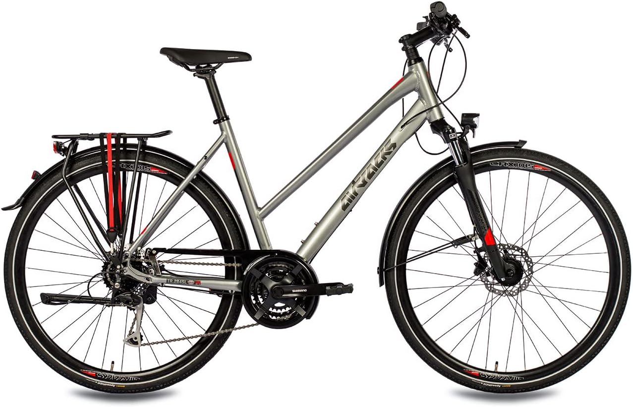 Airtracks Trekking Fahrrad 28 Zoll Damen Trekkingbike TR.2845 Trekkingrad City Bike Shimano 24 Gang Alivio RD-M3100 SGS Kettenschaltung Nabendinamo - Damen 52cm Körpergröße 170-185cm