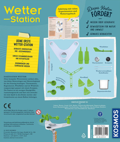KOSMOS 636142 Wetterstation, Erforsche Wetter und Klima, mit Windmesser, Kompass und Thermometer, Experimentierkasten für Kinder ab 8 Jahre,