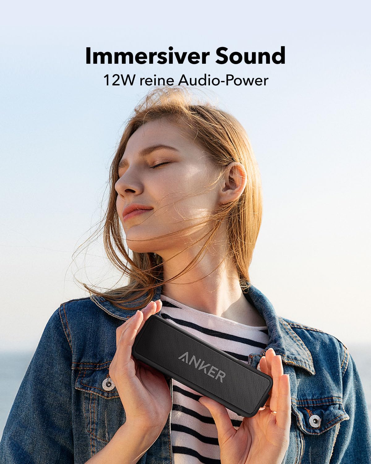 Anker SoundCore 2 Bluetooth Lautsprecher, Fantastischer Sound, Enormer Bass mit Dualen Bass-Treibern, 24h Akku, Verbesserter IPX7 Wasserschutz, Kabelloser Lautsprecher für iPhone, Galaxy usw.