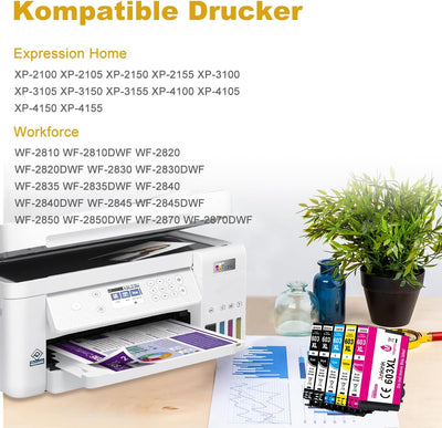 ANKINK Kompatibel Tintenpatrone Druckerpatronen als Ersatz für Epson 603XL für Patrone 603 XL für WF-2820DWF WF-2830DWF WF-2840DWF XP-2100 XP-2150 XP-3100 XP-3150 XP-4100 XP-4150, Schwarz Farbe 5 Pack