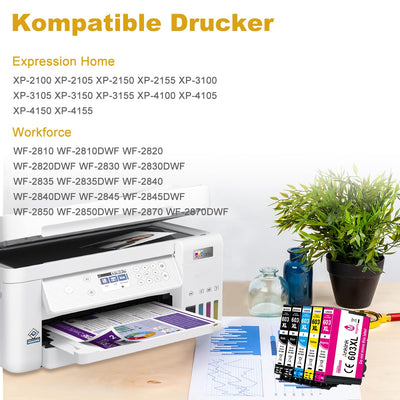 ANKINK Kompatibel Tintenpatrone Druckerpatronen als Ersatz für Epson 603XL für Patrone 603 XL für WF-2820DWF WF-2830DWF WF-2840DWF XP-2100 XP-2150 XP-3100 XP-3150 XP-4100 XP-4150, Schwarz Farbe 5 Pack