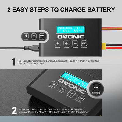 OVONIC Mate1 Lipo Batterieladegerät 100W 10A 1s-6s Smart RC Batterieladegeräte mit XT60 Balance Ladegerät Kompatibel für 1-6s LiPo/Life, 3-18S NiMH (Verbesserte Version - Ohne Balance Board)