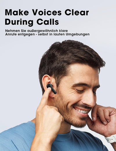 ZZU Bluetooth Kopfhörer,In Ear Kopfhörer Kabellos Bluetooth 5.3 mit HiFi Stereo,4 ENC Noise Cancelling Mic 48 std Spielzeit LED-Anzeige,IPX7 Ohrhörer mit AI für iPhone Android Arbeit und Studium