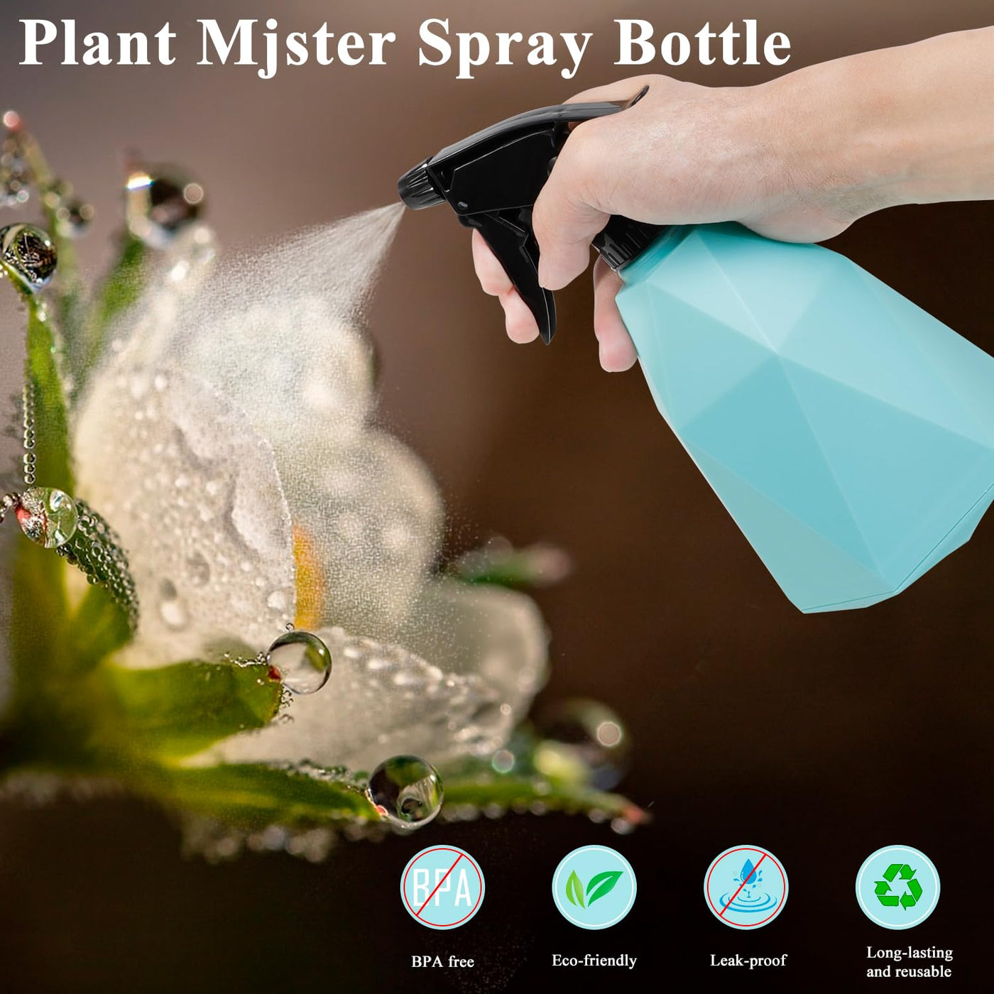 MOTOKER Sprühflaschen für Pflanzen, 600ml Leere Wassersprühflaschen, Kunststoff Wiederverwendbare Einstellbare Nebelsprüher Spritzflaschen Behälter Nachfüllbar für Reinigungslösungen, Gartenarbeit,