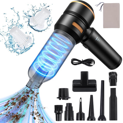 Handstaubsauger Akku Kabellos - 20000Pa Leistungsstarker, Portabler Mini Auto Staubsauger für Auto, Haus,Pc,Küche,Ritzen und Ecken,Kann Als Aufblasbare Pumpe Verwendet Werden,6000mAh (Silbergoldfarbe)