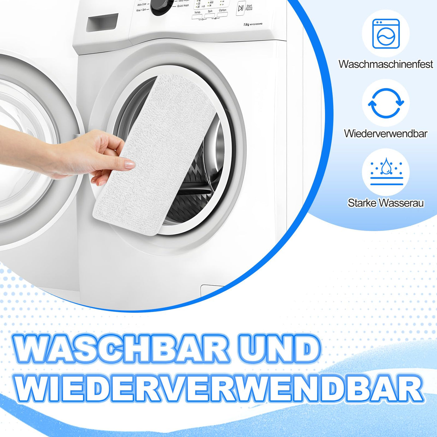 6 Stück Ersatzbezüge Pads für Vileda Steam XXL/PLUS XXL Dampfreiniger, Wiederverwendbar Ersatzbezug Power Pad, Ersatzbezüge für Vileda Steam PLUS XXL Dampfreiniger, Waschbare Ersatzbezüge(weiß)