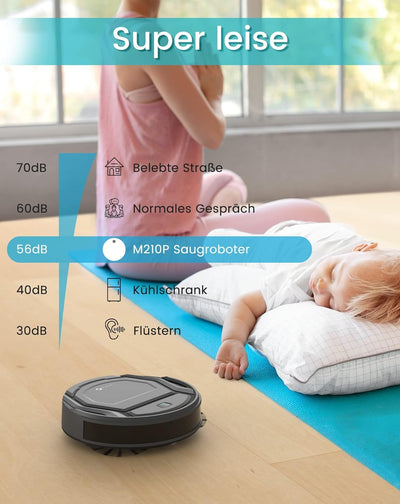 LEFANT 210PG Saugroboter mit 2200 Pa,WLAN Roboterstaubsauger Kompatibel mit Alexa und APP-Steuerung,120 Min Laufzeit, Staubsauger Roboter optimiert für Teppich Tierhaare Hartböden mit Ladestation