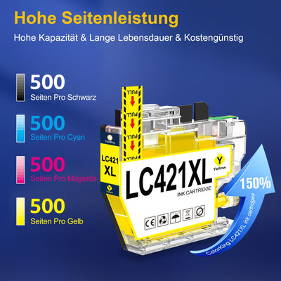 ColorKing LC421XL LC-421XLVAL Tintenpatronen Kompatibel für Brother LC421 XL LC 421 LC-421VAL Multipack für Brother DCP-J1050DW Patronen DCP-J1140DW MFC-J1010DW DCP-J1800DW DCP J1050DW Druckerpatronen