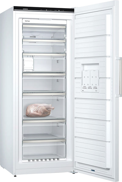 Siemens GS54NAWCV iQ500 Gefrierschrank, 176 x 70 cm, 327 L, noFrost nie wieder abtauen, bigBox Platz für großes Gefriergut, varioZone flexible Glas-und Schubladen, Weiß